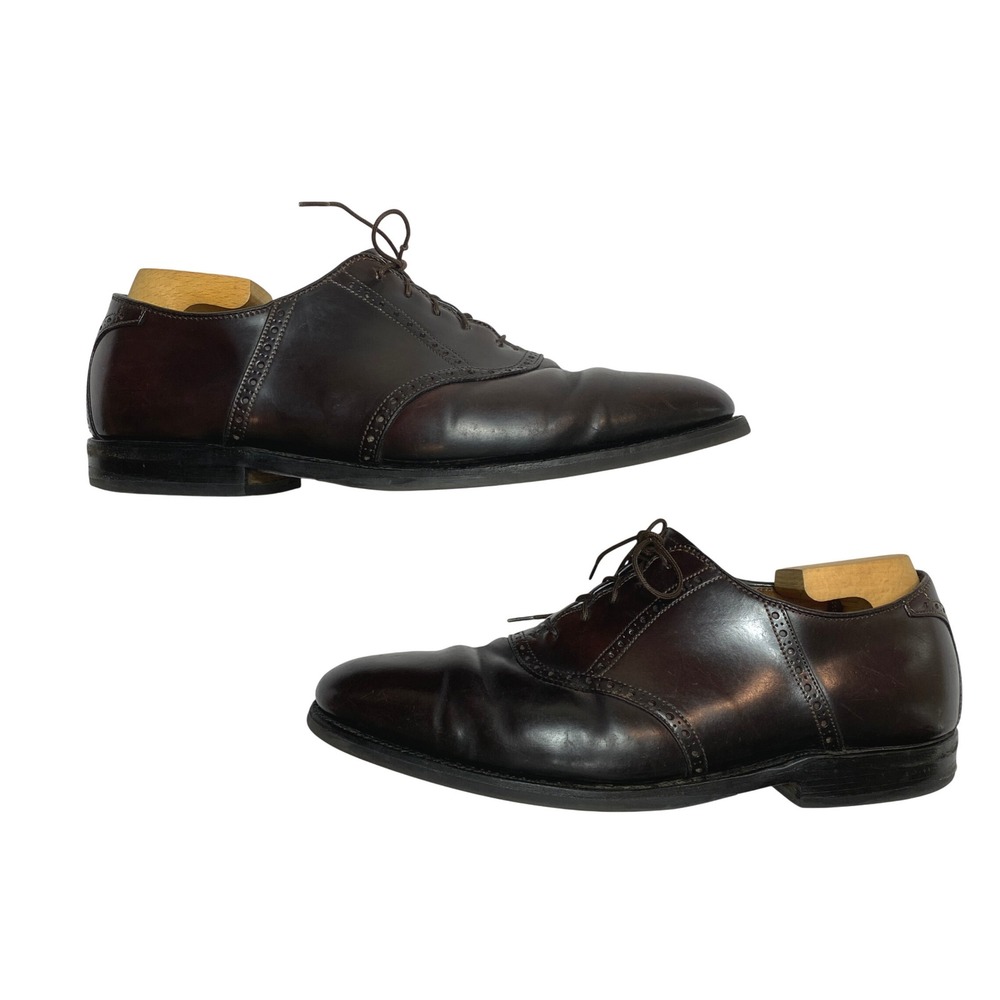 Alden 994 Saddle Oxford Shoes Mens 10.5 Brown Brogue Lace Up Dress